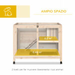 Conigliera in Legno a 2 Piani con Casetta, Rampa e Vassoio Estraibile, 91,5x53,3x73cm - immagine 4