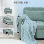 Poltrona Letto Singolo Salvaspazio Reclinabile su 4 Livelli con Seduta Imbottita, 96x84,5x87,5cm, Verde - immagine 4