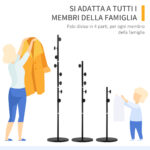 Appendiabiti da Terra con 8 Ganci, Struttura in Acciaio con Base in Marmo, 35x35x170cm, Nero - immagine 7