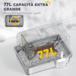 Lettiera per Gatti Chiusa con Vassoio in Acciaio, Paletta e Filtri, 40,5x60,5x41,5 cm, Grigio e Argento - immagine 7