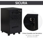 Cassettiera Portadocumenti da Ufficio Schedario con 3 Cassetti e Serratura, in Legno, Nero, 39,2 x 40 x 65,4cm - immagine 6