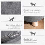 Cuccia per Cani di Taglia Piccola (Max 10kg) con Cuscino, 70x47x30cm - Grigio Antracite - immagine 5