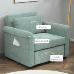 Poltrona Letto Singolo Salvaspazio Reclinabile su 4 Livelli con Seduta Imbottita, 96x84,5x87,5cm, Verde - immagine 6