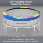 Copertura Tappeto Elastico Ø366x30 cm Pieghevole e Portatile, in Plastica, PE e Schiuma, Multicolore - immagine 4