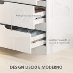 Cassettiera 4 Cassetti Moderna e Minimal in Legno, 60x40x85 cm, Bianco Lucido - immagine 5