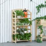 Scaffale Portapiante Pieghevole con 4 Mensole Regolabili in Legno - immagine 2