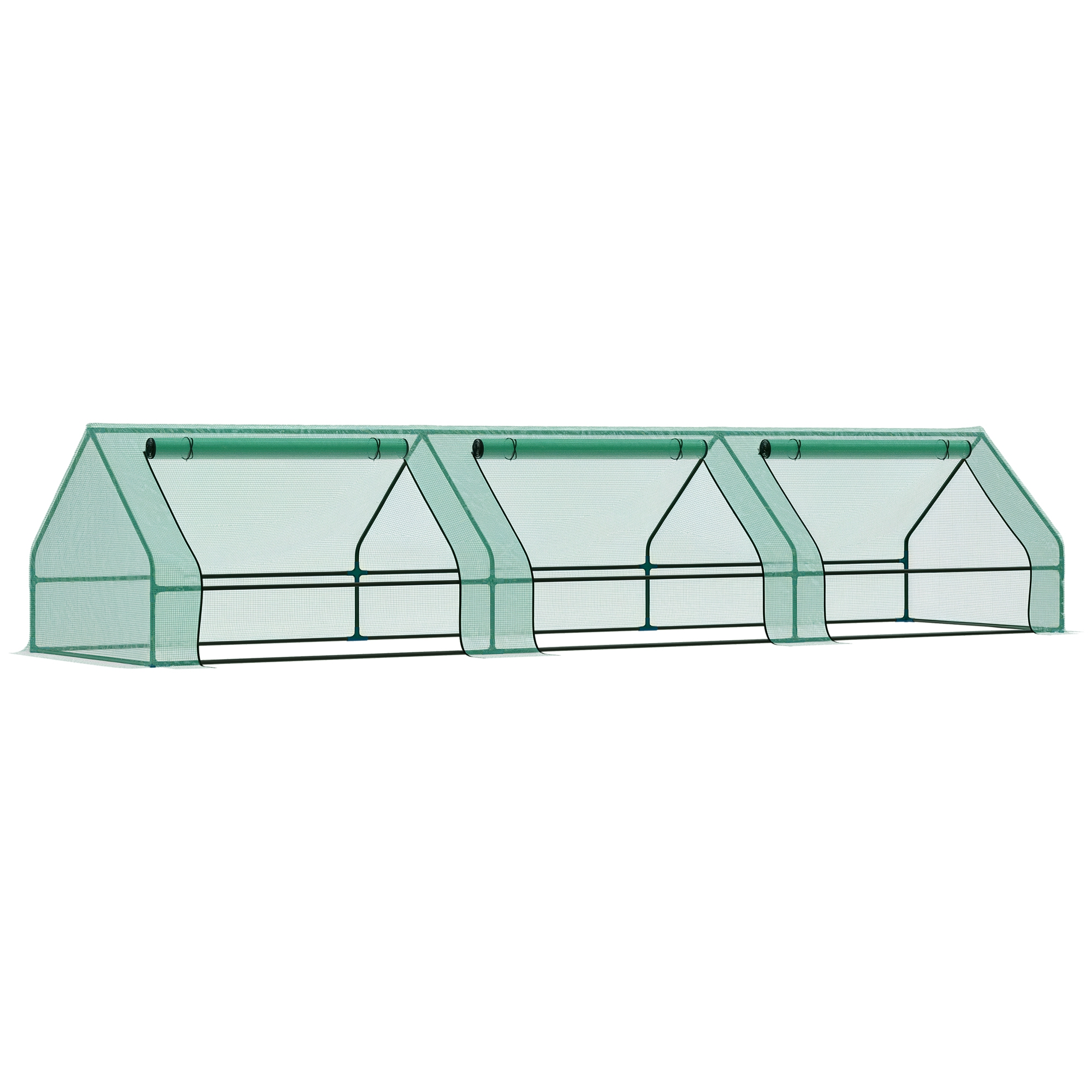 aCA5541980b66754c.jpg Mini Serra per Piante Impermeabile con 3 Ingressi Avvolgibili, in Acciaio e PE, 4x1x80 cm, Verde - immagine 1