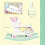 Cavallo a Dondolo per Bambini 1-3 Anni con Maniglie, Schienale e Pedali in MDF, 68L x 27P x 47,5A cm, Multicolore - immagine 3