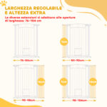 Cancellino per Cani Regolabile da 76-104 cm, Cancelletto Alto 106 cm con 2 Estensioni, Bianco - immagine 4