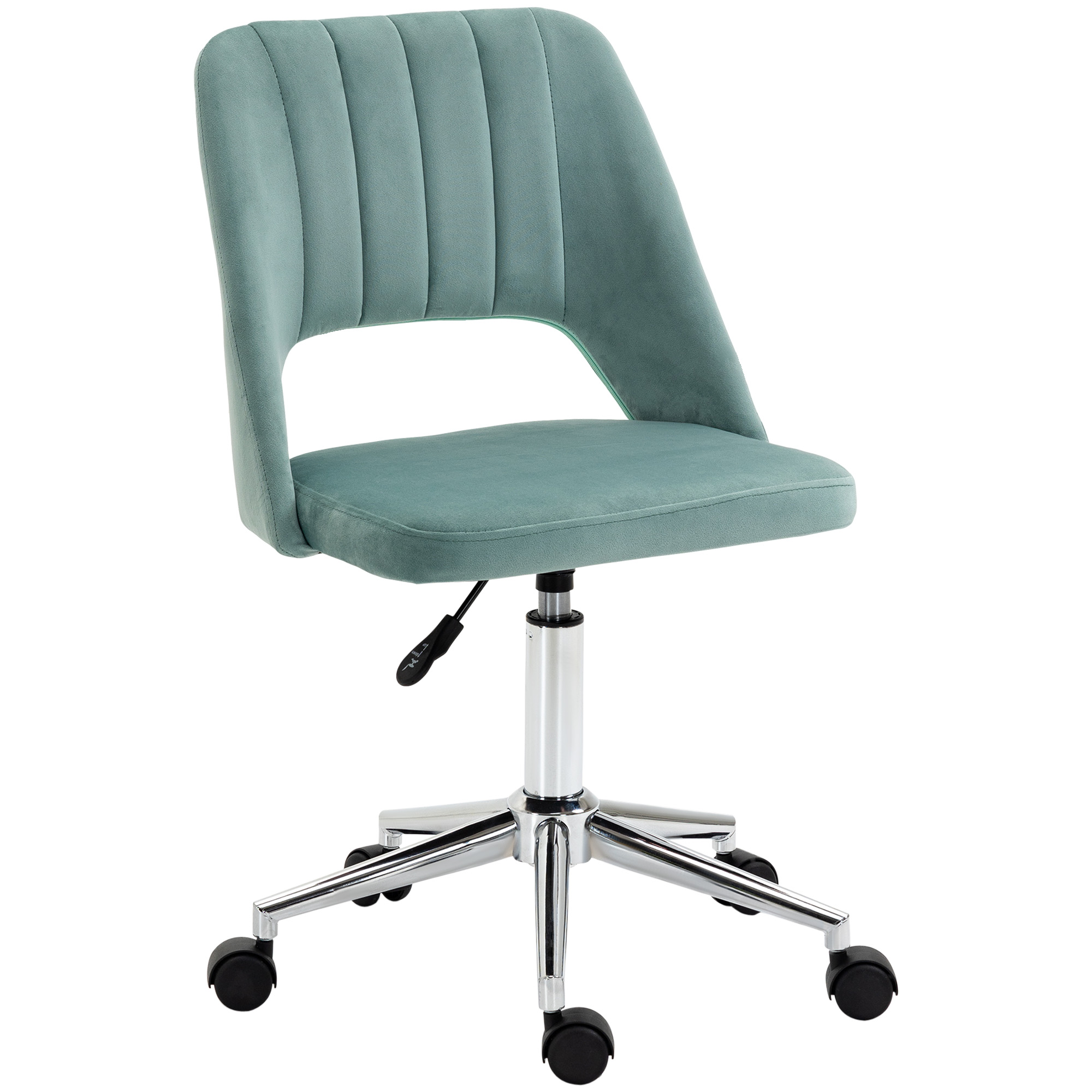 aIw538198f3e19f41.jpg Sedia da Ufficio Ergonomica ad Altezza Regolabilein Tessuto Vellutato, 49x60x79-91 cm, Verde Petrolio - immagine 1