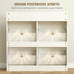 Scarpiera Slim in Legno con 4 Cassetti a Ribalta e 2 Cassetti Scorrevoli, 98x19,2x95,3 cm, Bianco - immagine 7
