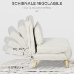 Poltrona Letto 2 in 1 con Schienale Regolabile e Cuscino, in Tessuto Effetto Lino, 72x78x79cm - immagine 5