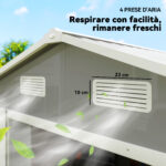 Casetta porta Attrezzi con Porte Scorrevoli e 4 Prese d'Aria, in Acciaio e PP 196x236x208 cm, Grigio Chiaro - immagine 8