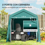 Garage Moto per Esterno 2,4x2 m, Tenda Garage per Attrezzi in Metallo e Tessuto PE, per Moto e Biciclette, Verde - immagine 5