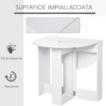 Tavolo Pieghevole da Pranzo a 2 Ribalte, Tavolo da Pranzo Allungabile in Legno Salvaspazio per Cucina e Soggiorno, 104x76x73,7 cm, Bianco - immagine 6