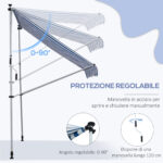 Tenda da Sole da Esterno 2x1,5m a Rullo con Manovella, Altezza e Angolazione Regolabile, Blu - immagine 6