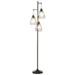 Lampada da Terra Vintage Industriale in Metallo Nero, Lampada a Piantana da Terra Moderna Ф35 x 170cm