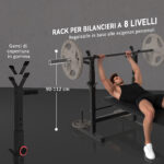 Panca Pesi Pieghevole con 8 Altezze Regolabili e Supporto Bilanciere in Acciaio e PU, 140x73x98-122 cm, Nera - immagine 6