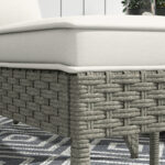 Sedia da Giardino con Poggiapiedi e Cuscini Imbottiti, in Rattan e Acciaio, 64x82x89 cm, Grigio e Crema - immagine 9