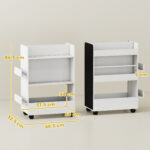 Libreria per Bambini 3-8 Anni a Due Lati, Scaffale Portagiochi con Ruote e Lavagna Nera, Bianco - immagine 3