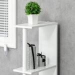 Colonna Bagno con 2 Ripiani e 2 Armadietti, Mobile Alto Salvaspazio 15,2x29,8x118 cm, Bianco e color Legno - immagine 7