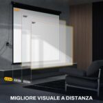 Schermo per Proiettore 120" Formato 4:3 Regolabile con Telecomando, 244x183cm, Nero - immagine 8