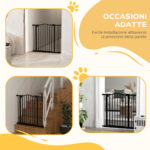 Cancelletto per Cani Estensibile con 2 Blocchi e Chiusura Automatica, in Metallo e Plastica, 74-87x78 cm, Nero - immagine 6