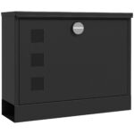 Cassetta Postale in Metallo con 2 Chiavi di Sicurezza, 3 Finestre e Foro di Drenaggio, 36,5x11,5x29 cm, Nera