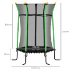 Trampolino Elastico per Bambini 3-10 Anni con Ingresso a Cerniera e Pali Imbottiti, Ø163,5x190 cm, Verde - immagine 3