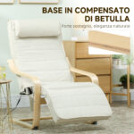 Poltrona Relax Riscaldante e Massaggiante con Poggiapiedi Regolabile e Telecomando, 67x95x101 cm, Crema - immagine 7