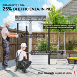 Casetta porta Attrezzi con Porte Scorrevoli e 4 Prese d'Aria, in Acciaio e PP 196x236x208 cm, Grigio Scuro - immagine 4