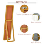 Specchio da Terra e da Parete con Struttura in Legno, Supporto Pieghevole con Cerniera, 37x43x156cm, Noce Chiaro - immagine 6