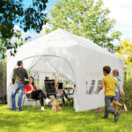 Gazebo da Giardino Pieghevole 3x6 m con Pareti Rimovibili e Borsa di Trasporto, Bianco - immagine 2