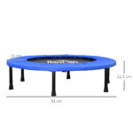 Trampolino Elastico per Allenamento con 30 Molle, in Acciaio, Plastica e PP, Ø91x22,5 cm, Nero e Blu - immagine 3