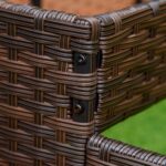 Orto Rialzato a 3 Livelli in Rattan Sintetico senza Fondo per Piante e Verdure, 120x120x40cm, Grigio - immagine 8