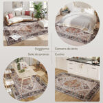 Tappeto Bohemien Antiscivolo e Lavabile a Pelo Corto per Soggiorno e Camera, 230x160 cm, Marrone - immagine 6