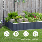 Letto per Orto Rialzato in Acciaio, Forma Regolabile e Fondo aperto, 174x90x30cm - immagine 7