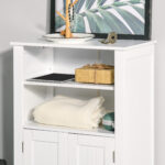 Mobile Bagno con Mensole Regolabili e Armadietto 2 Ante, Mobiletto Bagno Multiuso in Legno, Bianco, 50x30x93cm - immagine 8