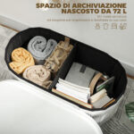 Pouf Contenitore Pieghevole con Vano da 72L e Rivestimento in Velluto, 76x38x35 cm, Crema - immagine 4