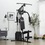 Stazione Fitness con Pesi da 45kg per Allenamento a Casa, 135x103x210cm, Nero - immagine 2