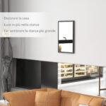 Specchio da Parete Rettangolare con Ganci, in Vetro e MDF, 40x60 cm, Nero - immagine 4