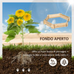 Letto per Orto Senza Base e con Struttura a Incastro, in Legno, 1x92x16cm - immagine 5