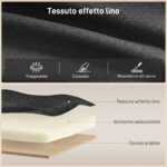 Divano Letto Angolare Effetto Lino con Vano Portaoggetti a Scomparsa, 192x148x86 cm, Grigio Antracite - immagine 7