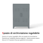 Mobiletto Multiuso 2 Ante Stile Industriale in Metallo per Casa e Garage, 75x33x110cm, Grigio - immagine 9