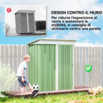 Casetta da Giardino Porta Attrezzi in Acciaio con Porta Bloccabile, 161x95x163/181cm, Verde - immagine 6