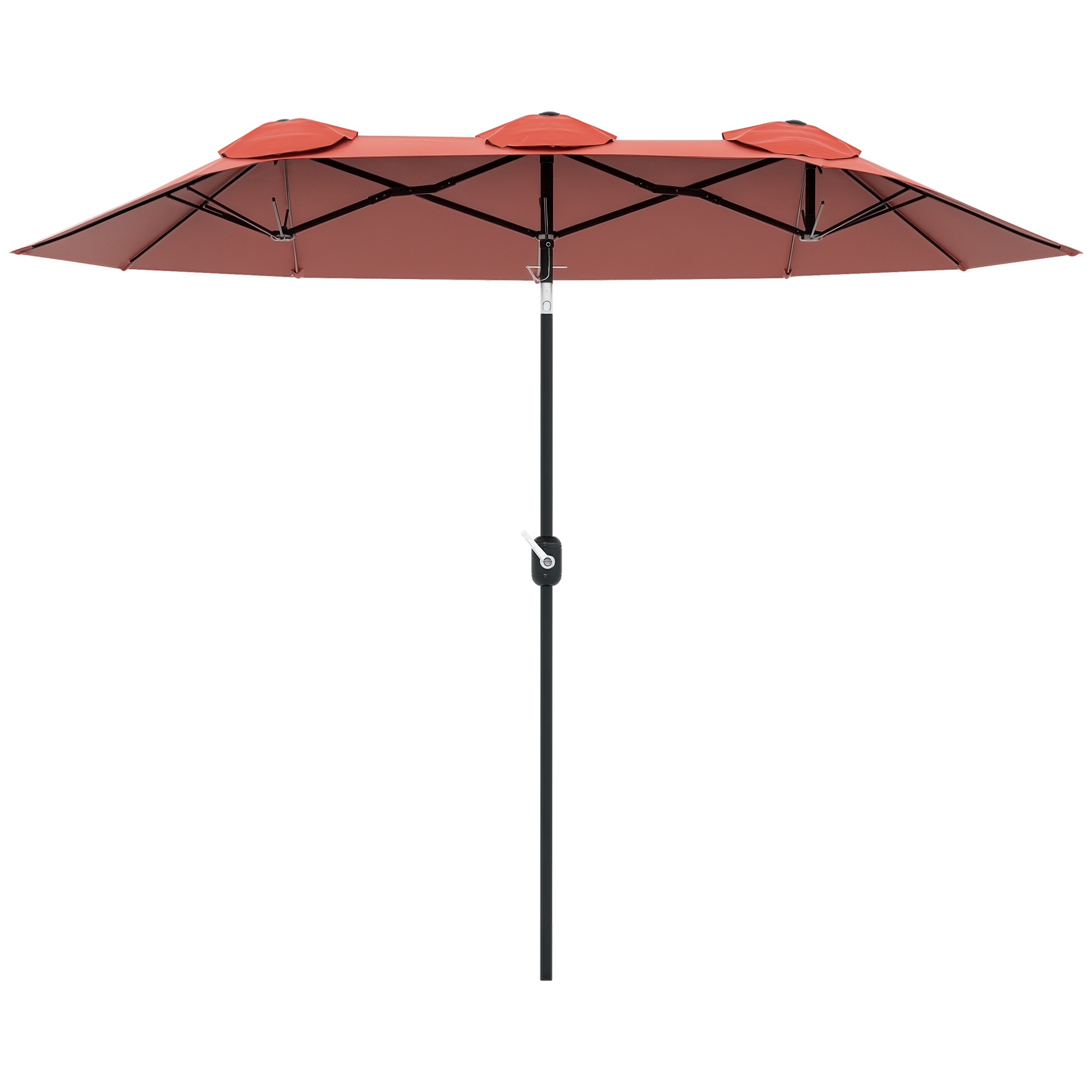 be7db71980bb6d867.jpg Ombrellone da Giardino Doppio Inclinabile con Apertura a Manovella, 295x152x222cm, Rosso - immagine 1