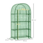 Serra da Giardino con Ripiani in Metallo, Copertura in PE e Porta Avvolgibile 80x49x160cm, Verde - immagine 3