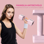 Set 2 Manubri Pesi Quadrati e Antiscivolo da 5 kg con Piastre Rimovibili, in Acciaio e ABS, 32x9x9 cm, Rosa - immagine 7