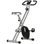 Cyclette Pieghevole Magnetica a 8 Livelli con Display LCD, Rotelle e Sellino Regolabile, Grigio e Nero
