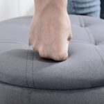 Sgabello da Bar con Altezza Regolabile e Vano Contenitore, Seduta Girevole Imbottita Senza Schienale, Grigio - immagine 9